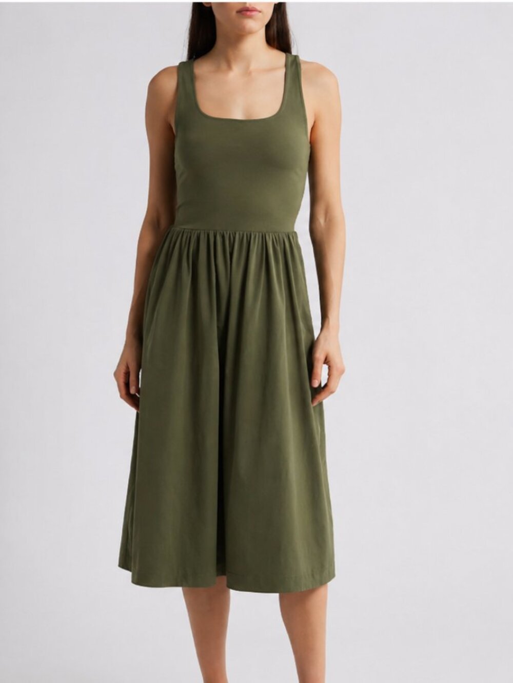 SPANX Olive Green Midi Tank Dress
